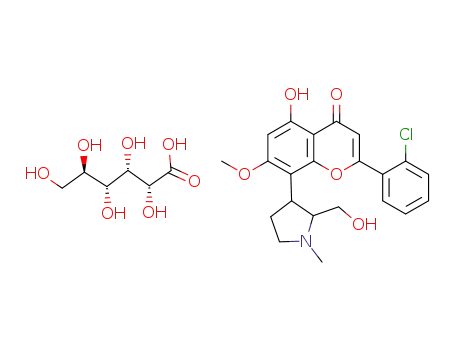 (+)-trans-2-(2-chlorophenyl)-5-hydroxy-8-(2-hydroxymethyl-1-methyl-pyrrolidin-3-yl)-7-methoxy-chromen-4-one gluconate