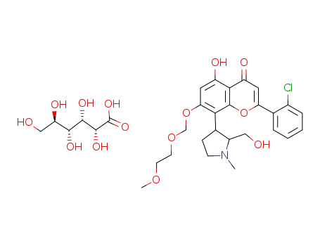 (+)-trans-2-(2-chlorophenyl)-5-hydroxy-8-(2-hydroxymethyl-1-methyl-pyrrolidin-3-yl)-7-(2-methoxyethoxymethoxy)-chromen-4-one gluconate