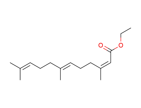 Molecular Structure of 20085-71-6 (2,6,10-Dodecatrienoic acid, 3,7,11-trimethyl-, ethyl ester, (2Z,6E)-)