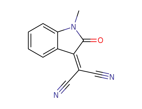 Molecular Structure of 39081-26-0 (Propanedinitrile, (1,2-dihydro-1-methyl-2-oxo-3H-indol-3-ylidene)-)