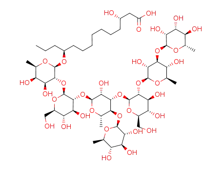 (3S,11S)-ipurolic acid 11-O-α-L-rhamnpyranosyl-(1->3)-O-β-D-quinovopyranosyl-(1->2)-O-β-D-glucopyranosyl-(1->3)-[O-β-D-quinovopyranosyl-(1->4)]-O-α-L-rhamnopyranosyl-(1->2)-O-β-D-glucopyranosyl-(1->2)-β-D-fucopyranoside
