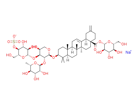 sodium β-D-glucopyranosyl 3-[(O-(4-O-sulfo-β-D-glucopyranosyl)-(1->3)-O-[α-L-rhamnopyranosyl-(1->2)]-α-L-arabinopyranosyl)oxy]-30-noroleana-12,20(29)-dien-28-oate