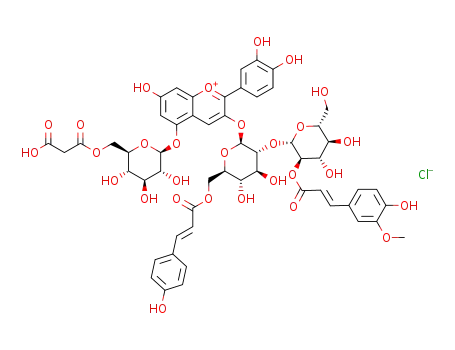 cyanidin 3-O-[2-O-(2-O-(trans-feruloyl)-glucosyl)-6-O-(trans-p-coumaroyl)-glucoside]-5-O-[6-O-(malonyl)-glucoside]