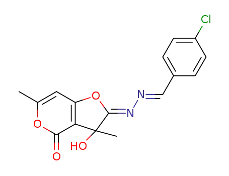 (2Z)-2-[(2E)-(4-chlorobenzylidene)hydrazinylidene]-2,3-dihydro-3-hydroxy-3,6-dimethyl-4H-furo[3,2-c]pyran-4-one