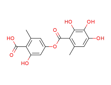 Molecular Structure of 537-08-6 (2,3,4-Trihydroxy-6-methylbenzoic acid 4-carboxy-3-hydroxy-5-methylphenyl ester)