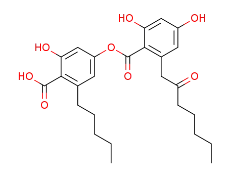 Molecular Structure of 491-47-4 (4-[2-(2-Oxoheptyl)-4,6-dihydroxybenzoyloxy]-6-pentylsalicylic acid)