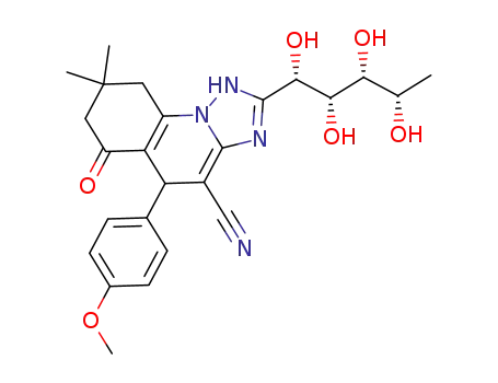 1,5,6,7,8,9-hexahydro-2-((S,S,S,S)-1,2,3,4-tetrahydroxypentyl)-5-(4-methoxyphenyl)-8,8-dimethyl-6-oxo-[1,2,4]triazolo[1,5-a]quinoline-4-carbonitrile