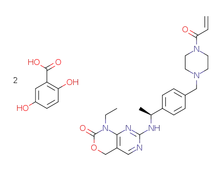 1-ethyl-7-[[(1S)-1-[4-[(4-prop-2-enoylpiperazin-1-yl)methyl]phenyl]ethyl]amino]-4H-pyrimido[4,5-d][1,3]oxazin-2-one bis(2,5-dihydroxybenzoic acid) salt