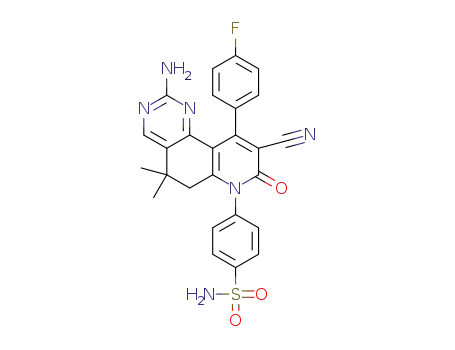 4-(2-amino-9-cyano-10-(4-fluorophenyl)-5,5-dimethyl-8-oxo-5,6-dihydropyrido[2,3-h]quinazolin-7(8H)-yl)benzenesulfonamide