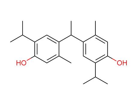 Molecular Structure of 120108-97-6 (Phenol, 4,4'-ethylidenebis[5-methyl-2-(1-methylethyl)-)