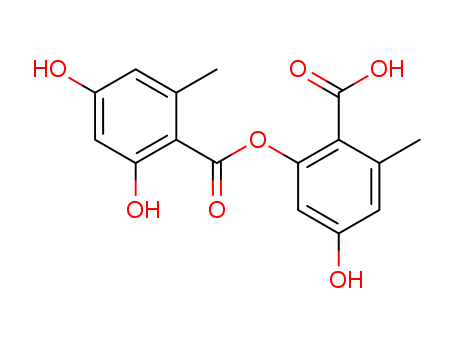 Molecular Structure of 110064-65-8 (Benzoic acid, 2,4-dihydroxy-6-methyl-,
2-carboxy-5-hydroxy-3-methylphenyl ester)