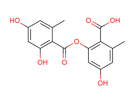 Molecular Structure of 110064-65-8 (Benzoic acid, 2,4-dihydroxy-6-methyl-,
2-carboxy-5-hydroxy-3-methylphenyl ester)