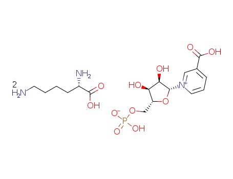 bis((S)-5-amino-5-carboxypentan-1-aminium)-1-((2R,3R,4S,5R)-3,4-dihydroxy-5-((phosphonatooxy)methyl)tetrahydrofuran-2-yl)pyridin-1-ium-3-carboxylate