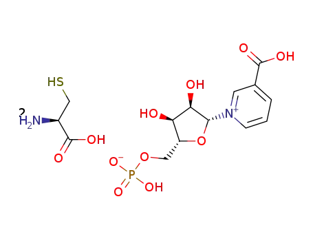 bis((R)-1-carboxy-2-mercaptoethan-1-aminium)-1-((2R,3R,4S,5R)-3,4-dihydroxy-5-((phosphonatooxy)methyl)tetrahydrofuran-2-yl)pyridin-1-ium-3-carboxylate