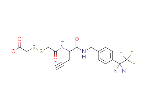 2-((2-oxo-2-(1-oxo-(1-((4-(3-(trifluoromethyl)-3H-diazirin-3-yl)benzyl)amino)pent-4-yn-2-yl)amino)ethyl)disulfanyl)acetic acid
