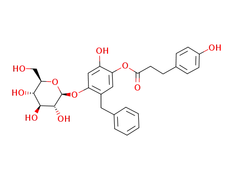 b-D-Glucopyranoside,5-hydroxy-4-[3-(4-hydroxyphenyl)-1-oxopropoxy]-2-(phenylmethyl)phenyl (9CI)