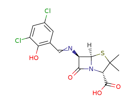 (2S,5R,6R)-6-{[1-(3,5-Dichloro-2-hydroxy-phenyl)-meth-(Z)-ylidene]-amino}-3,3-dimethyl-7-oxo-4-thia-1-aza-bicyclo[3.2.0]heptane-2-carboxylic acid