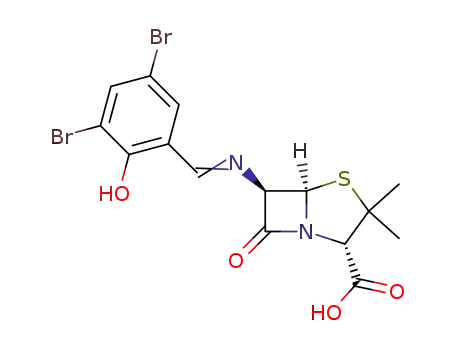 (2S,5R,6R)-6-{[1-(3,5-Dibromo-2-hydroxy-phenyl)-meth-(Z)-ylidene]-amino}-3,3-dimethyl-7-oxo-4-thia-1-aza-bicyclo[3.2.0]heptane-2-carboxylic acid