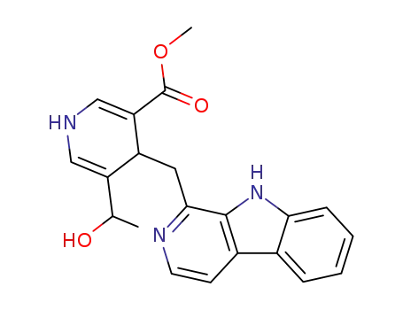 Molecular Structure of 52811-49-1 (3-Pyridinecarboxylic acid,1,4-dihydro-5-(1-hydroxyethyl)-4-(9Hpyrido[ 3,4-b]indol-1-ylmethyl)-,methyl ester )