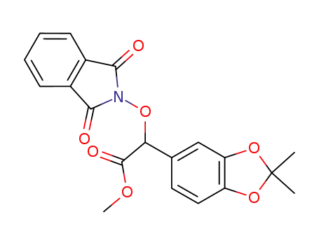 Molecular Structure of 172795-78-7 (1,3-Benzodioxole-5-acetic acid,
a-[(1,3-dihydro-1,3-dioxo-2H-isoindol-2-yl)oxy]-2,2-dimethyl-, methyl
ester)