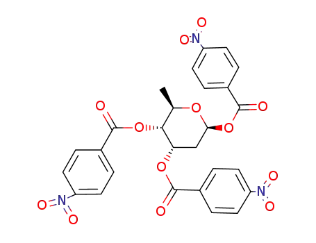 Molecular Structure of 69881-26-1 (2,6-dideoxy-1,3,4-tris-O-(4-nitrobenzoyl)hexopyranose)