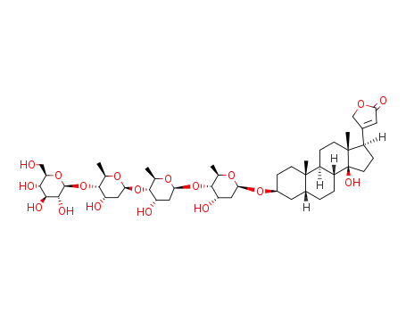 Card-20(22)-enolide, 3-[(O-beta-D-glucopyranosyl-(1-->4)-O-2,6-dideoxy-beta-D-ribo-hexopyranosyl-(1-->4)-O-2,6-dideoxy-beta-D-ribo-hexopyranosyl-(1-->4)-2,6-dideoxy-beta-D-ribo-hexopyranosyl)oxy]-14-hydroxy-, (3beta,5beta)-