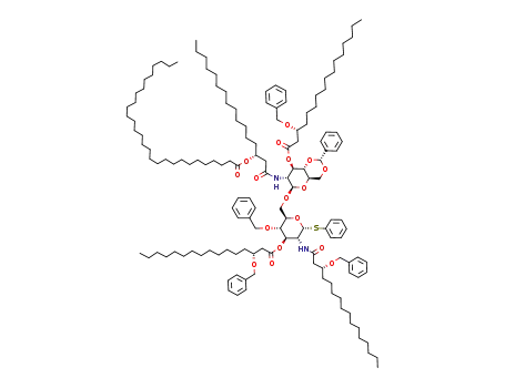 phenyl 4-O-benzyl-6-O-{4,6-O-benzylidene-3-O-[(R)-3-benzyloxy-hexadecanoyl]-2-deoxy-2-[(R)-3-octacosanoyloxy-hexadecan]amido-β-D-glucopyranosyl}-2-[(R)-3-benzyloxy-hexadecan]amido-3-O-[(R)-3-benzyloxy-hexadecanoyl]-2-deoxy-1-thio-α-D-glucopyranoside