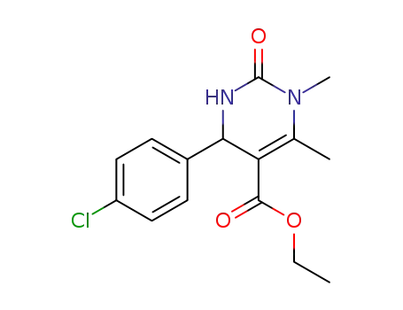 Molecular Structure of 302821-62-1 (Ethyl 4-(4-chlorophenyl)-1,6-dimethyl-2-oxo-1,2,3,4-tetrahydro-5-pyrimidinecarboxylate)