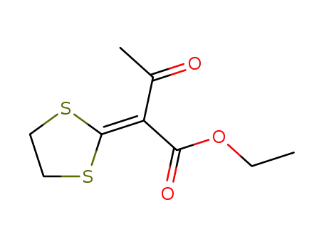 Molecular Structure of 2080-44-6 (Butanoic acid, 2-(1,3-dithiolan-2-ylidene)-3-oxo-, ethyl ester)