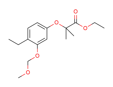 Molecular Structure of 628332-38-7 (Propanoic acid, 2-[4-ethyl-3-(methoxymethoxy)phenoxy]-2-methyl-, ethyl
ester)