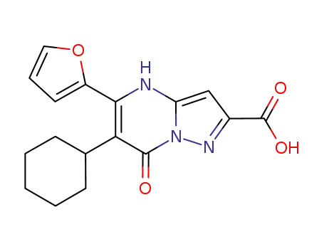 Molecular Structure of 632365-25-4 (Pyrazolo[1,5-a]pyrimidine-2-carboxylic acid,
6-cyclohexyl-5-(2-furanyl)-4,7-dihydro-7-oxo-)
