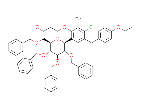 3-(2-bromo-3-chloro-4-(4-ethoxybenzyl)-6-((2S,3S,4R,5R,6R)-3,4,5-tris(benzyloxy)-6-(benzyloxymethyl)tetrahydro-2H-pyran-2-yl)phenoxy)propan-1-ol