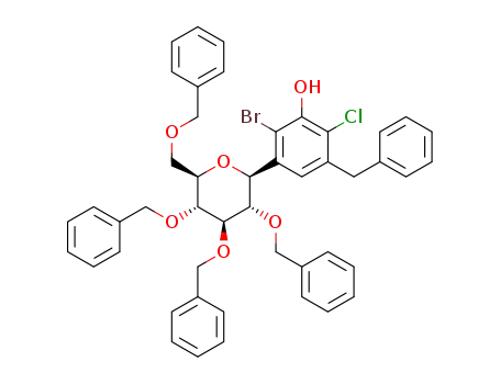 3-benzyl-6-bromo-2-chloro-5-((2S,3S,4R,5R,6R)-3,4,5-tris(benzyloxy)-6-((benzyloxy)methyl)tetrahydro-2H-pyran-2-yl)phenol