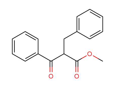 Molecular Structure of 94083-39-3 (Benzenepropanoic acid, b-oxo-a-(phenylmethyl)-, methyl ester)