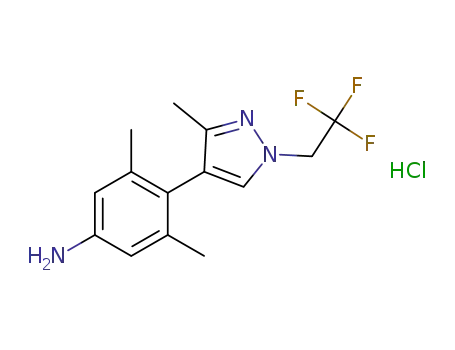 3,5-dimethyl-4-(3-methyl-1-(2,2,2-trifluoroethyl)-1H-pyrazol-4-yl)aniline hydrochloride
