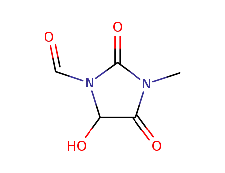 Molecular Structure of 124443-47-6 (1-Imidazolidinecarboxaldehyde, 5-hydroxy-3-methyl-2,4-dioxo- (9CI))