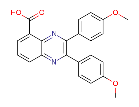 Molecular Structure of 90833-30-0 (5-Quinoxalinecarboxylic acid, 2,3-bis(4-methoxyphenyl)-)