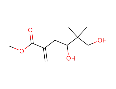 Molecular Structure of 138832-37-8 (Hexanoic acid, 4,6-dihydroxy-5,5-dimethyl-2-methylene-, methyl ester)
