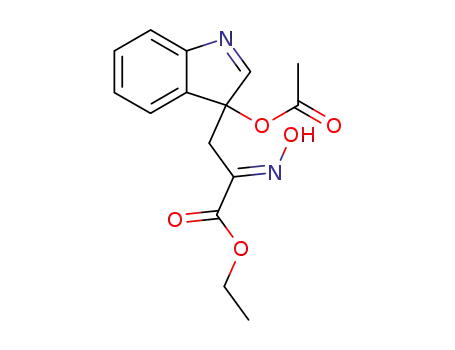 Molecular Structure of 106040-13-5 (3H-Indole-3-propanoic acid, 3-(acetyloxy)-a-(hydroxyimino)-, ethyl ester)