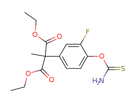 Molecular Structure of 93914-70-6 (Propanedioic acid, [4-(aminothioxomethoxy)-3-fluorophenyl]methyl-,
diethyl ester)