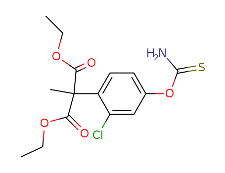Molecular Structure of 93914-68-2 (Propanedioic acid, [4-(aminothioxomethoxy)-2-chlorophenyl]methyl-,
diethyl ester)