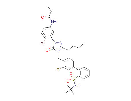 2-[2-Bromo-5-(propionylamino)phenyl]-4-[[2'-(N-t-butylsulfamoyl)-3-fluorobiphenyl-4-yl]methyl]-5-n-butyl-2,4-dihydro-3H-1,2,4-triazol-3-one