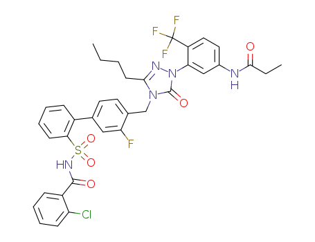 5-n-butyl-4-[[2'-[N-(2-chlorobenzoyl)sulfamoyl]-3-fluorobiphenyl-4-yl]methyl]-2,4-dihydro-2-[5-(propionylamino)-2-(trifluoromethyl)phenyl]-3H-1,2,4-triazol-3-one