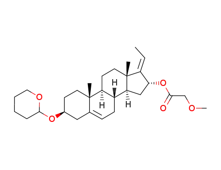 Methoxy-acetic acid (3S,8R,9S,10R,13S,14S,16R)-17-eth-(E)-ylidene-10,13-dimethyl-3-(tetrahydro-pyran-2-yloxy)-2,3,4,7,8,9,10,11,12,13,14,15,16,17-tetradecahydro-1H-cyclopenta[a]phenanthren-16-yl ester
