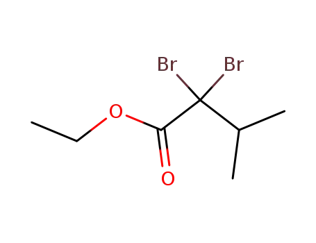 Molecular Structure of 404392-16-1 (Butanoic acid, 2,2-dibromo-3-methyl-, ethyl ester)