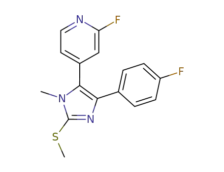 Molecular Structure of 549505-66-0 (Pyridine,
2-fluoro-4-[4-(4-fluorophenyl)-1-methyl-2-(methylthio)-1H-imidazol-5-yl]-)