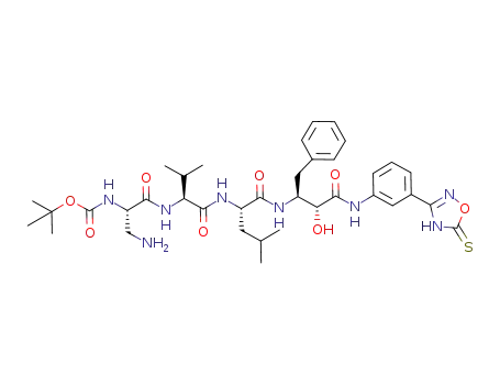 {(S)-2-Amino-1-[(S)-1-((S)-1-{(1S,2R)-1-benzyl-2-hydroxy-2-[3-(5-thioxo-4,5-dihydro-[1,2,4]oxadiazol-3-yl)-phenylcarbamoyl]-ethylcarbamoyl}-3-methyl-butylcarbamoyl)-2-methyl-propylcarbamoyl]-ethyl}-carbamic acid tert-butyl ester