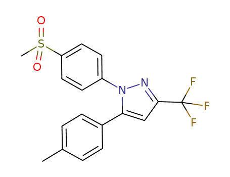 Molecular Structure of 675605-72-8 (1H-Pyrazole,
5-(4-methylphenyl)-1-[4-(methylsulfonyl)phenyl]-3-(trifluoromethyl)-)