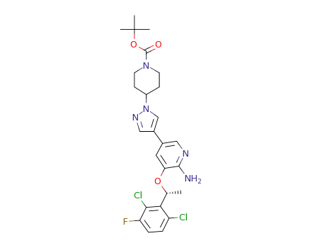 4-(4-{6-amino-5-[(R)-1-(2,6-dichloro-3-fluoro-phenyl)-ethoxy]-pyridin-3-yl}-pyrazol-1-yl)-piperidine-1-carboxylic acid tert-butyl ester
