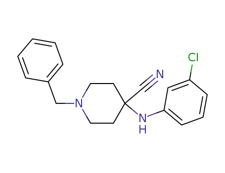 Molecular Structure of 84254-99-9 (1-benzyl-4-[(3-chlorophenyl)amino]piperidine-4-carbonitrile)